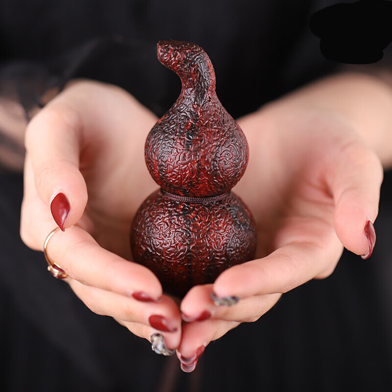 古珍 葫芦手把件 印度小叶紫檀木把件男士把玩物件纯手工雕刻送长辈
