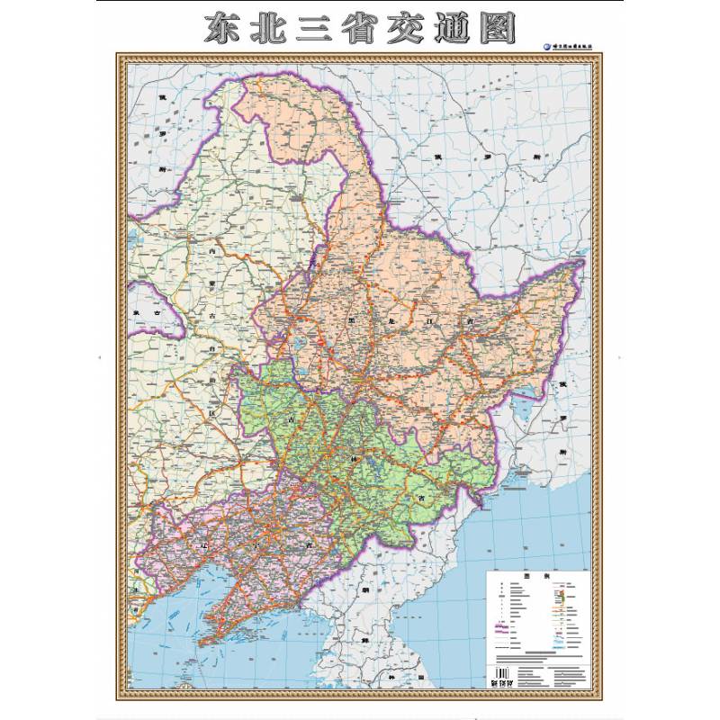 4x1米新竖版地图东北地区交通全图精品挂绳东三省地图黑龙江吉林辽宁