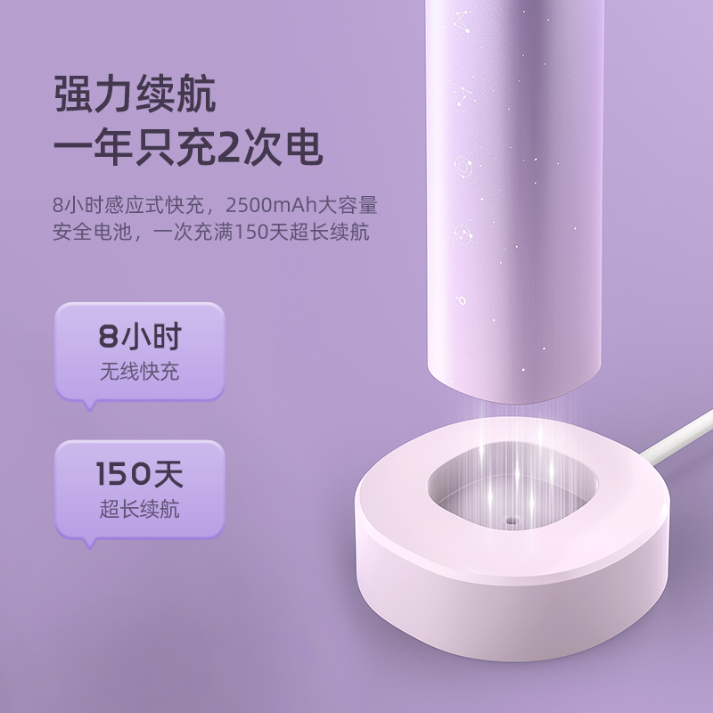 力博得 电动牙刷 明星同款 4周美白认证 低噪高频智能声波牙刷 情侣款星空礼盒 星芒Pro 暮晨紫