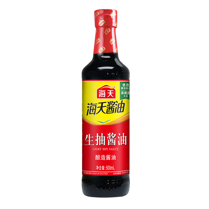 海天生抽酱油500ml*1瓶塑料酱油厨房家用调味品家庭炒菜烹饪凉拌点蘸