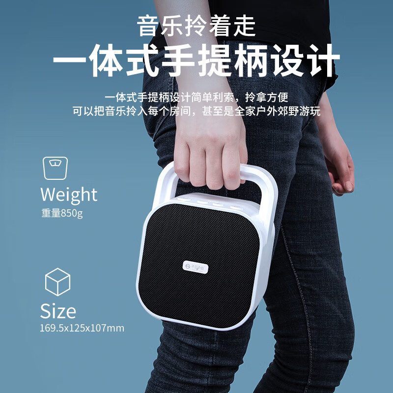 不见不散BV670手提户外小型无线蓝牙音箱低音炮大功率专业广场舞小音响便携式大音量扩音器家用播放器 白色