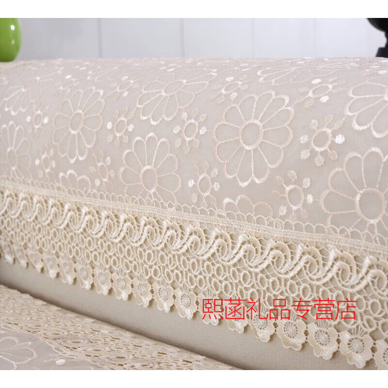 億翔華太（YIXIANGHUATAI）歐式色沙發(fā)靠背巾田園防滑蓋布 四季通用單雙三人巾扶手巾A8 米色 60*70cm扶手巾