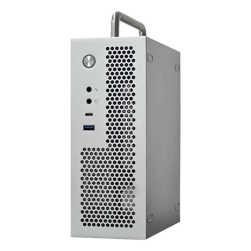 SKTC全新A09迷你台式机ITX17*17主板Type-C接口小1U电源3.8LHTPC电脑机箱 A09银色type-c+提手