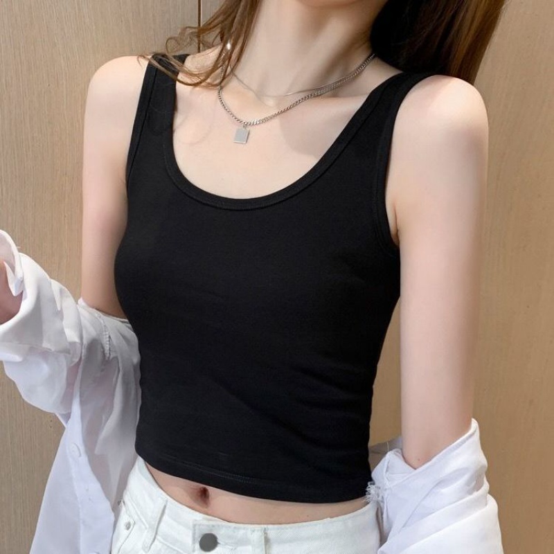 女打底u领运动短款内搭打底吊带上衣女夏季外穿紧身露脐短款小背心