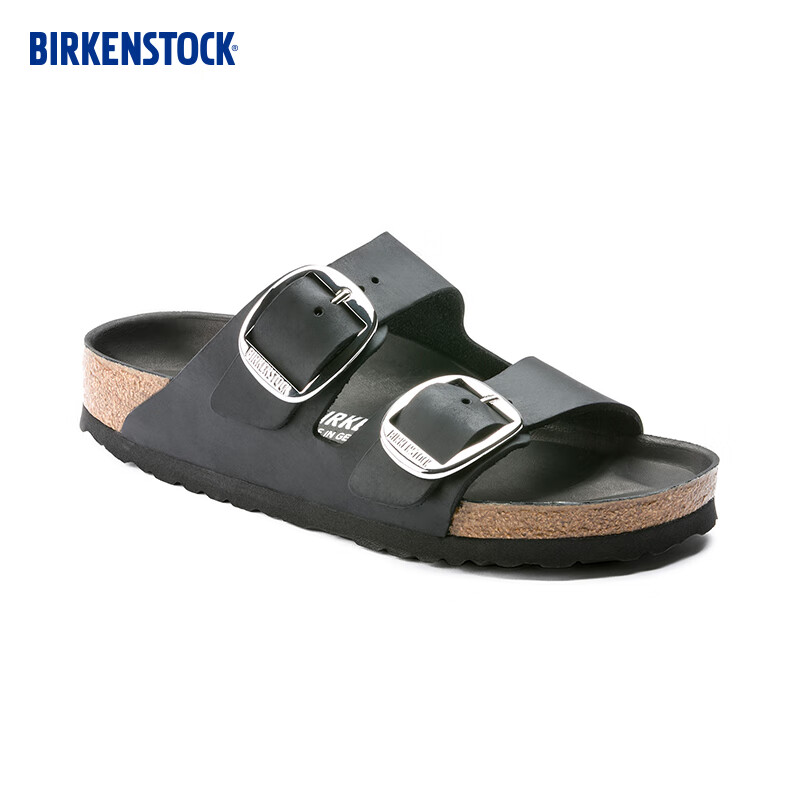 BIRKENSTOCK勃肯软木拖鞋女款时尚大巴扣凉拖Arizona Big Buckle系列 黑色-窄版 1011075 38