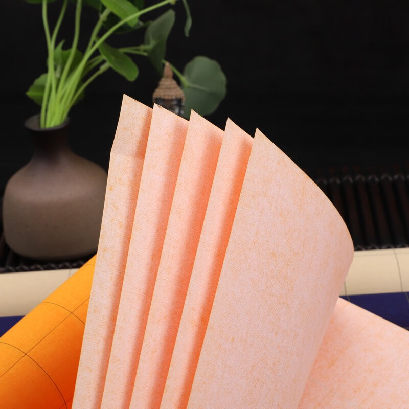 希古斋 蜡染彩绘观音心经方格宣纸四尺对开半生熟3厘米格子288格带落款小楷毛笔书法创作品专用 仿古色(3cm格子-288格) 四尺对开:34*138厘米(5张/包)