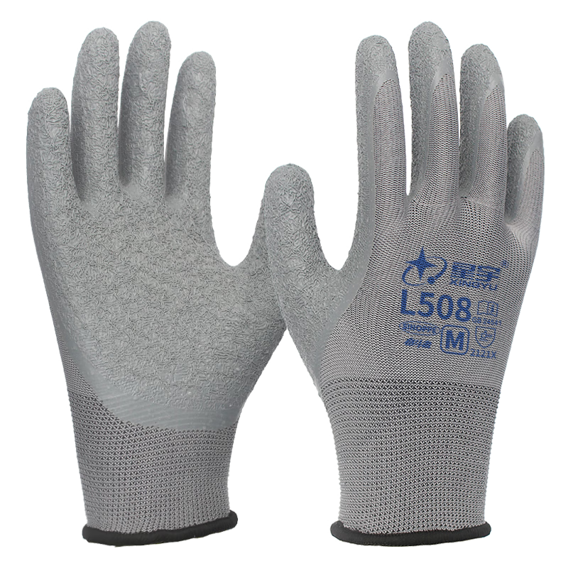 星宇 浸胶劳保手套 进口乳胶耐磨防滑工业工地工作木工防护 24双灰纱灰L508【防滑透气男款】 均码