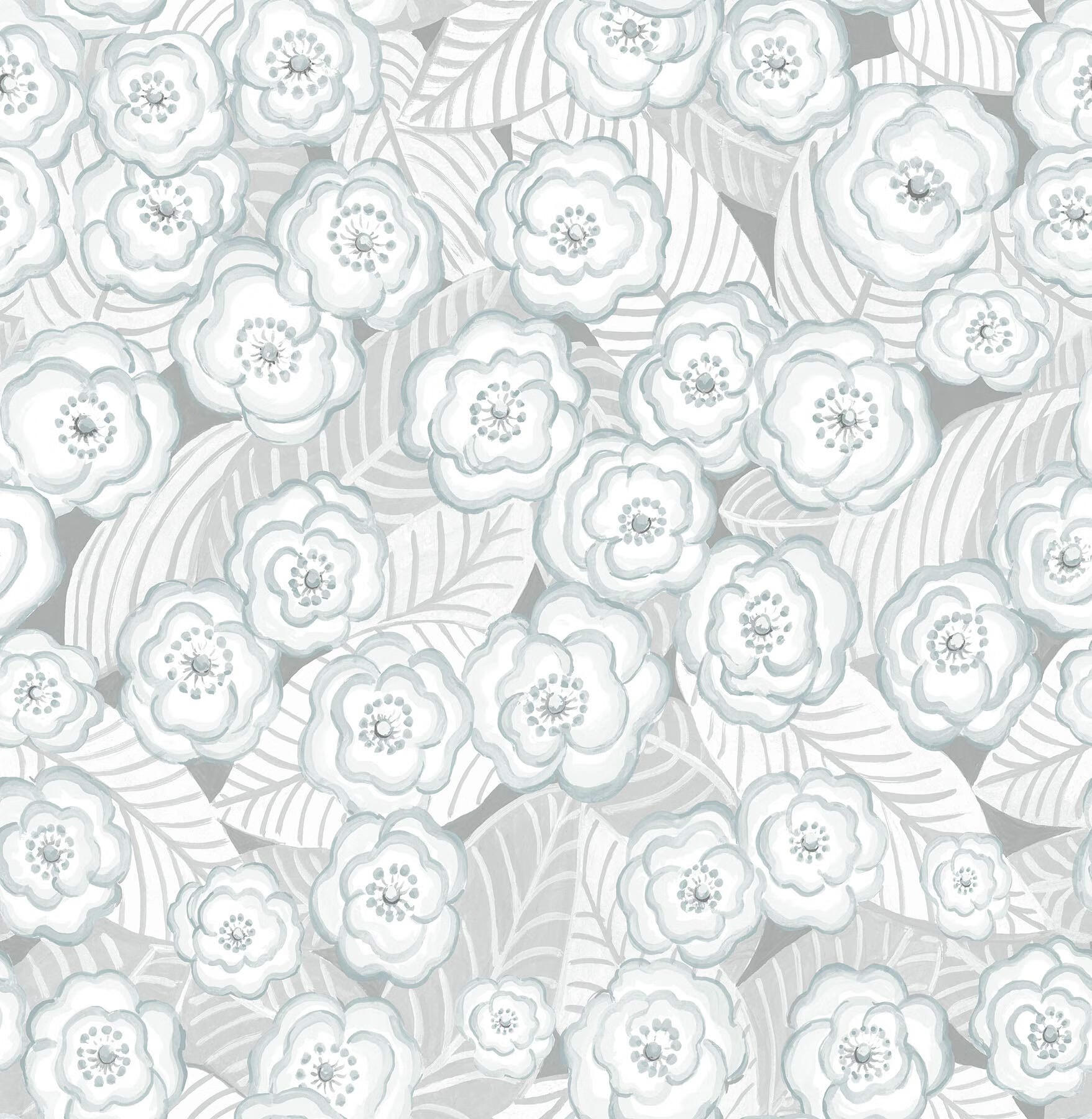 nuwallpaper 复古风灰色花卉即剥即贴墙纸 52*548cm 乙烯基材质 家居