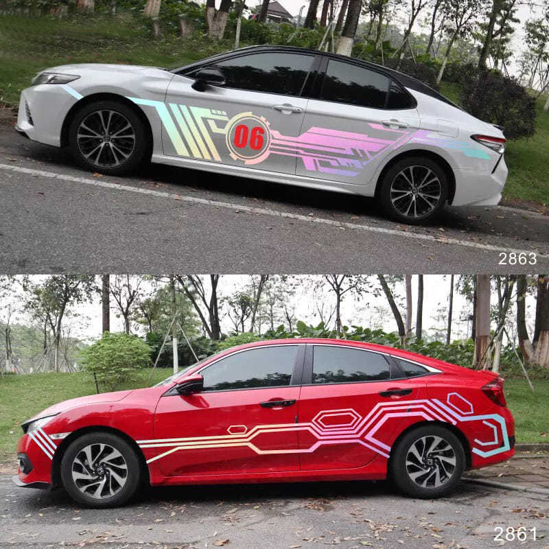 贴划痕贴创意改装全车身拉花刮痕贴个性装饰贴膜 a款黑色 默认发数字6