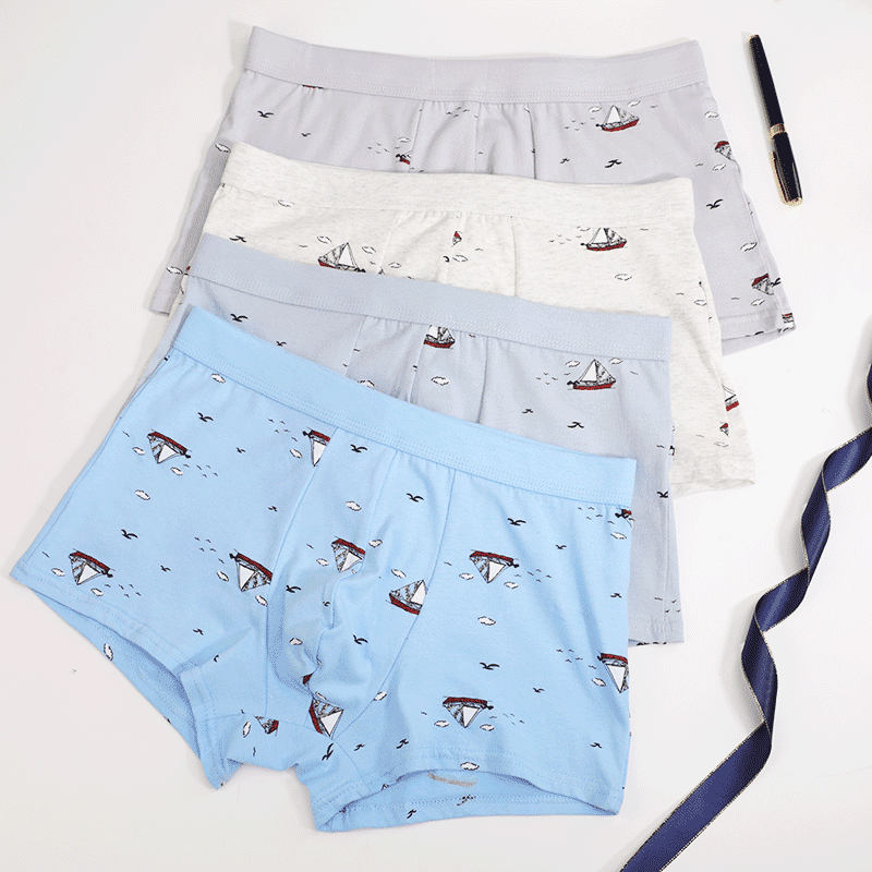 浪莎（LangSha）男士内裤男平角裤新疆长绒棉质透气中腰四角短裤男内裤头 乘风破浪【礼盒装】 4条 XL (175/100)