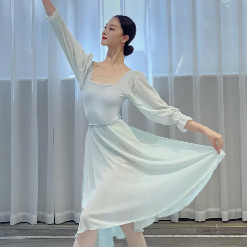 gotp舞瑞祥女芭蕾服舞蹈练功考级服形体集训中国舞古典半身长裙 浅
