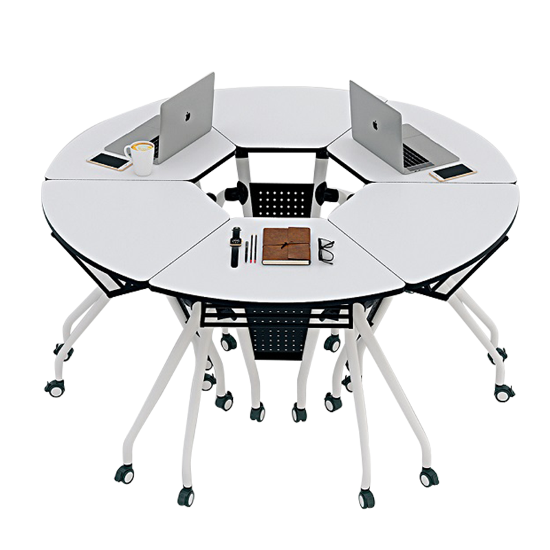 卡奈登办公家具 拼接圆形培训桌简约折叠桌会议桌组合员工培训桌多功能移动办公桌 直径1.6米圆桌 PXZX-27