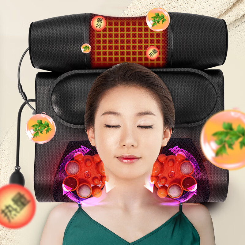 奥克斯奥克斯(AUX)颈椎按摩器按摩枕头颈部按摩仪肩颈腰全身按摩垫热敷睡觉实用礼品礼物送父母长辈 【智能六按键】豪华大号单枕