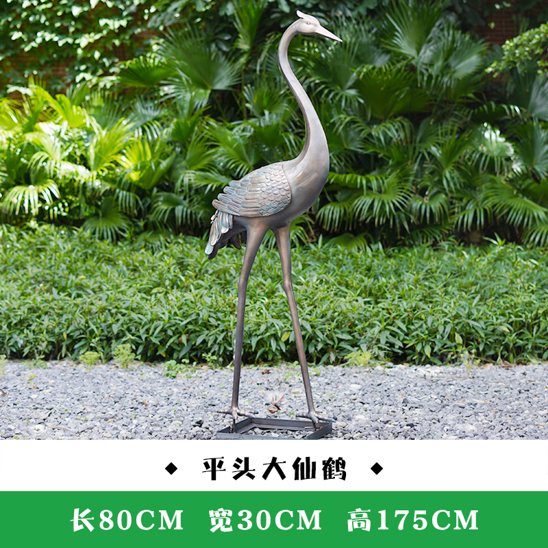 仙鹤雕塑 新中式仿铜仙鹤水池现代售楼部处园林景观钢