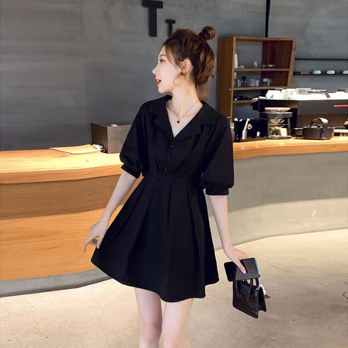 伐柯胖女孩穿的西装连衣裙女大号码收腰显瘦大码400斤法式复古连衣裙