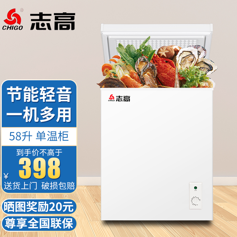 志高（CHIGO）【送货上门】冰柜家用冷柜 冷藏冷冻转换冰柜卧式小冰柜 58升【性价款 联保】