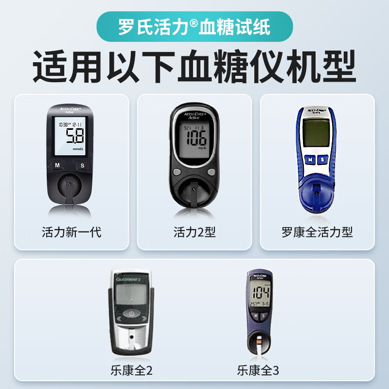 罗氏（ROCHE）活力型血糖监测试纸 免调码家用血糖仪检测试纸 【原装进口】活力血糖试纸100片+100采血针