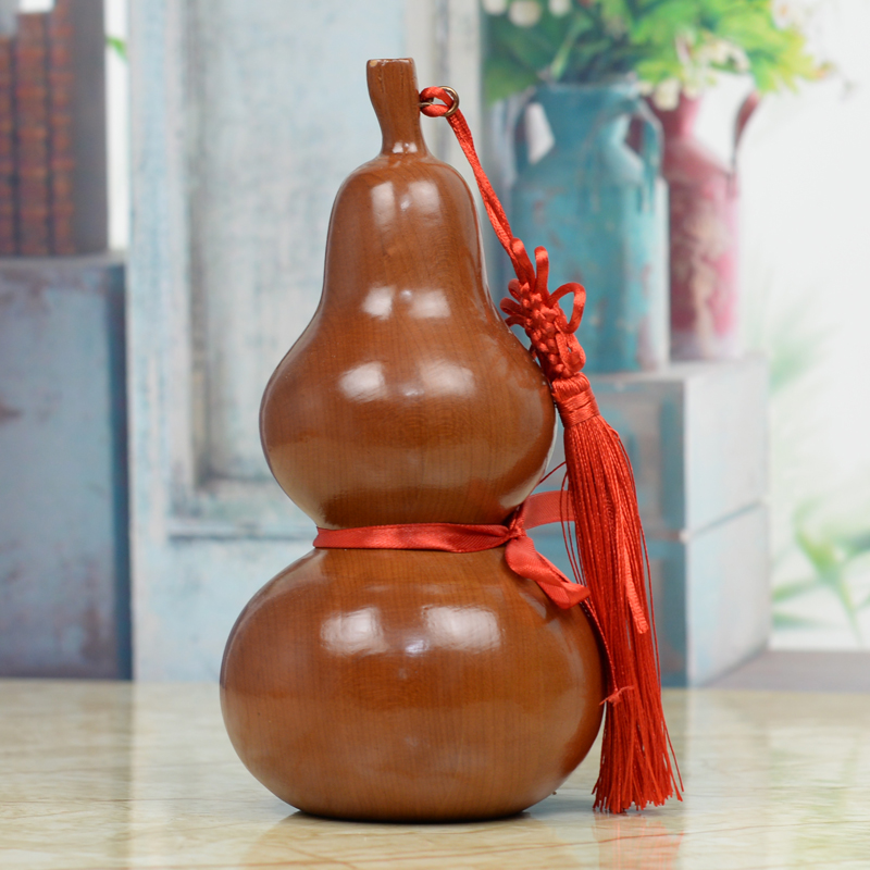 兴润阁 肥城桃木实心葫芦摆件大小号平安家居摆设工艺品家居饰品 大号