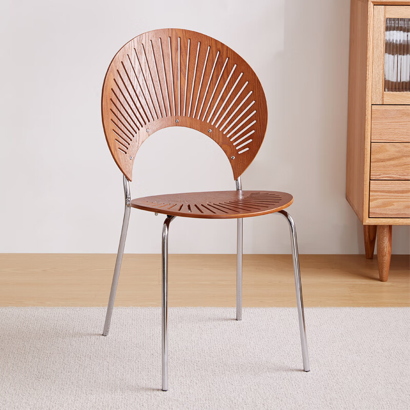 妙普乐贝壳椅 北欧复古阳台贝壳椅法式实木靠背丹麦设计师铁艺扇贝