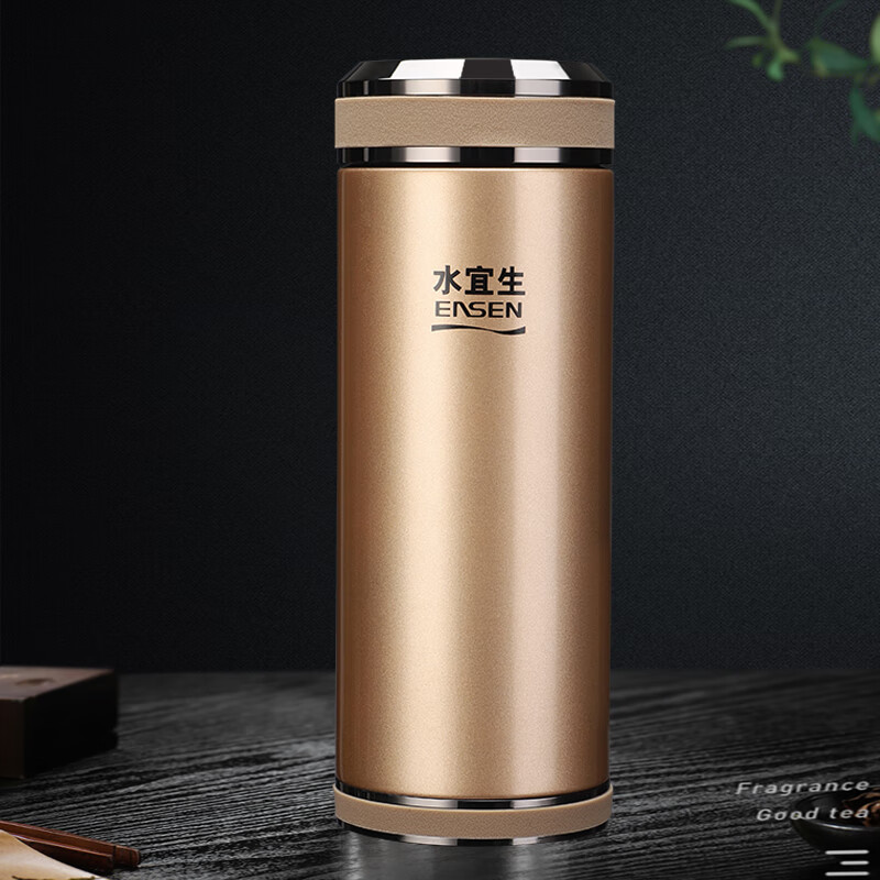 水宜生 保温杯大容量双层不锈钢泡茶杯子男士商务高档车载便携水杯
