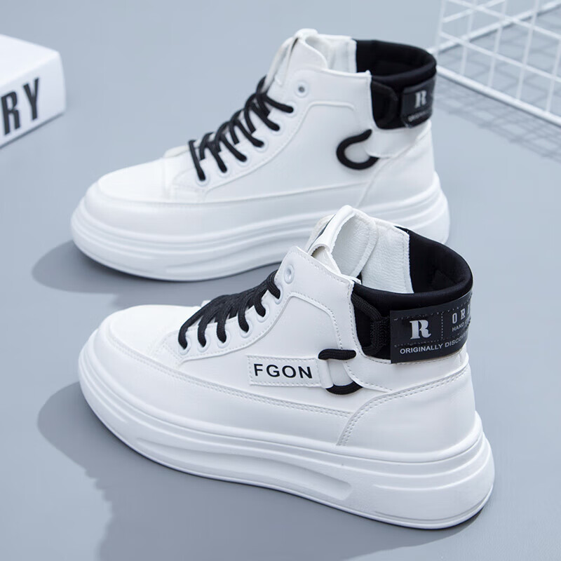 didgeridoo高帮鞋女鞋2023春季新款百搭春秋中筒冬季休闲运动小白鞋