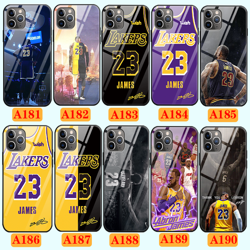WENYAFF红米K80/K70pro/k60至尊版Redmik50/K40S小米17promax 15/14/civi4pro磨砂手机壳Turbo3全包边软套 NBA湖人勒布朗詹姆斯得分王老詹23号6号篮球衣 高清玻璃壳-硬面软边-下单请留言型号和图案编号