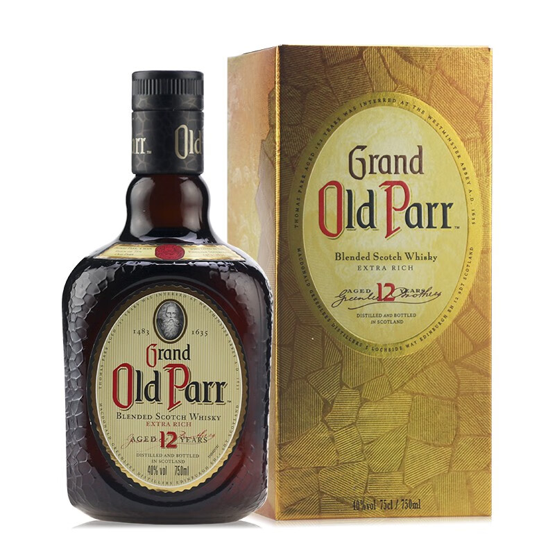 欧伯(old parr)洋酒老伯威 欧伯精选混合麦芽苏格兰威士忌 老伯威12年