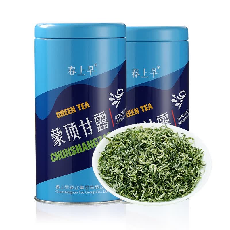 春上早特级蒙顶甘露 2026新茶四川特产明前春茶毛尖绿茶叶罐装礼盒装 蓝罐蒙顶甘露 125g*2罐
