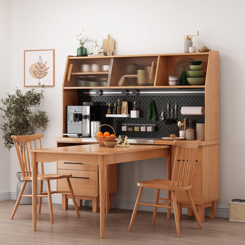 游复吟餐边柜餐桌一体餐桌柜餐边柜日式实木餐桌餐边柜高柜一体现代