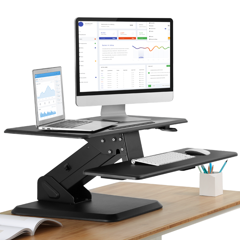 Brateck北弧 升降桌 电脑桌 站立办公升降台 办公工作桌台式书桌 站立式电脑升降支架 显示器笔记本支架T42黑