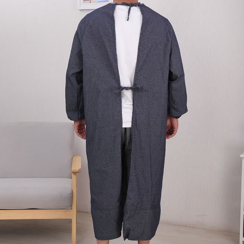 浩赢 加长加厚牛仔罩衣长袖电焊劳保耐磨耐脏搬运反穿衣工作服大褂