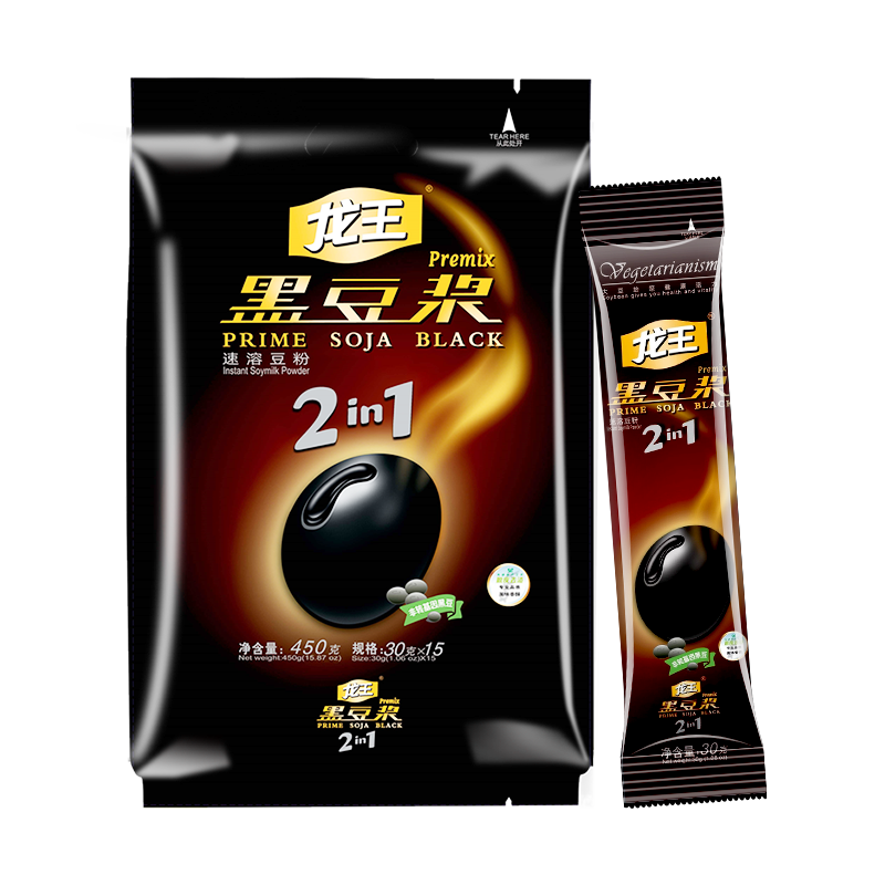 龙王豆浆 高植物蛋白黑豆浆 450克（30g*15条）原味黑豆粉 31.04元