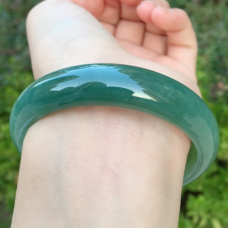 牧思 冰油青翡翠手镯 冰种玉镯子女款 天然玉手镯 缅甸a货 图片色