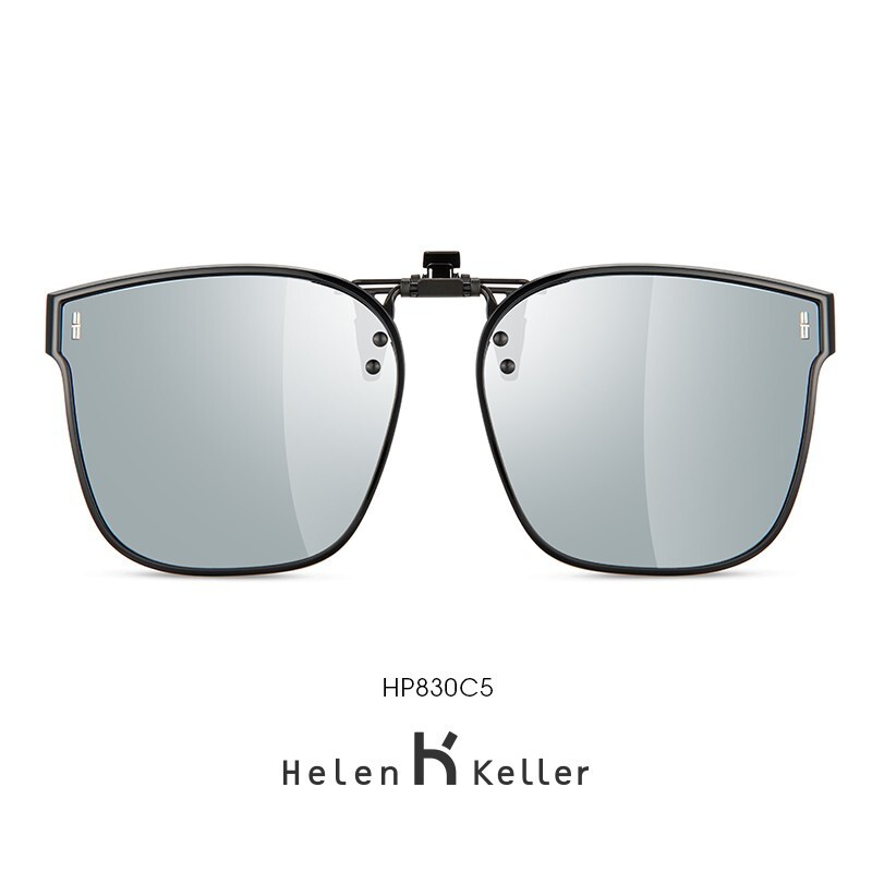 海伦凯勒墨镜太阳镜近视夹片男女开车复古时髦猫眼大框时尚近视眼镜挂片 HP830C2 灰片
