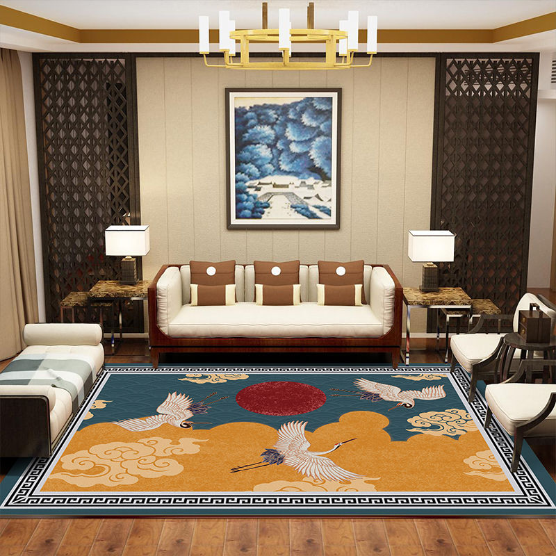新中式地毯客厅茶几禅意中国风家用卧室防滑地垫酒店宾馆轻奢定制 平步青云 120*180CM