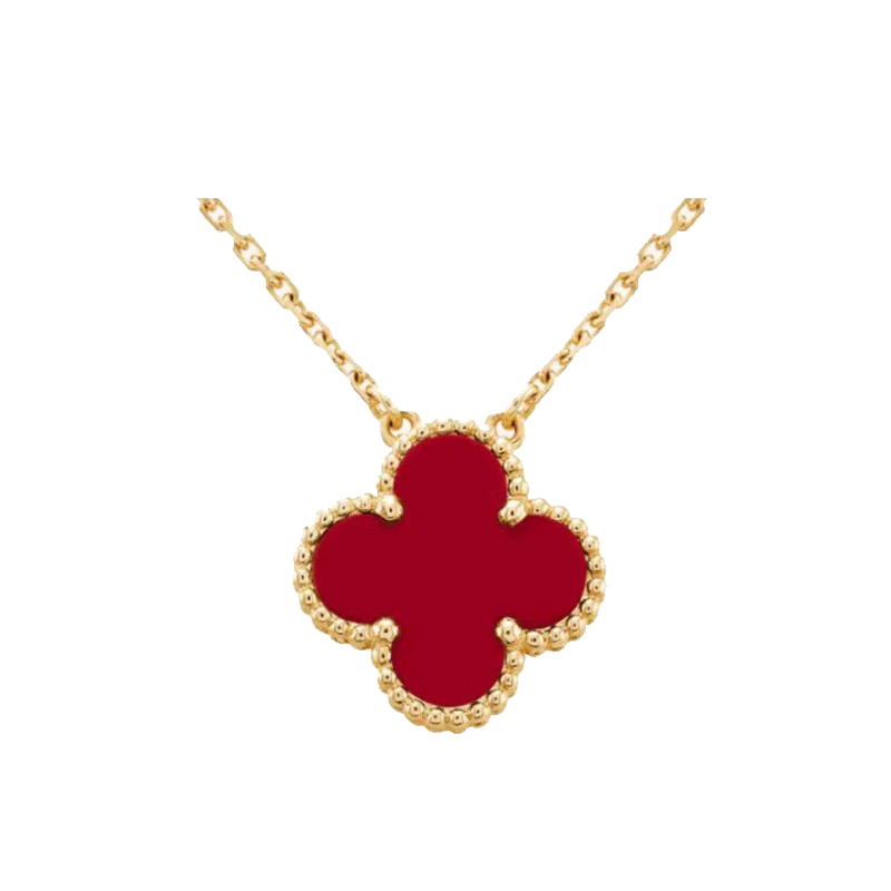 梵克雅宝(van cleef & arpels)项链 红玉髓vca四叶草女士玫瑰金项链
