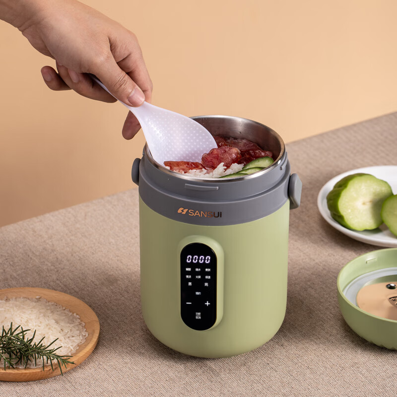 山水（SANSUI）电炖锅隔水炖盅多功能煲汤煮粥锅1-2人便携烧水保温全自动蒸煮一体小炖锅 1.8L不锈钢内胆【炖盅0.6L+蒸笼】 1.8L