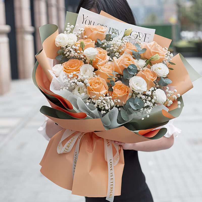 爱花居鲜花速递11朵香槟玫瑰节日生日礼物送朋友女友全国同城配送|ds