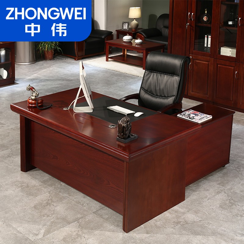 中伟办公家具老板桌大班台经理桌主管桌办公桌含侧柜