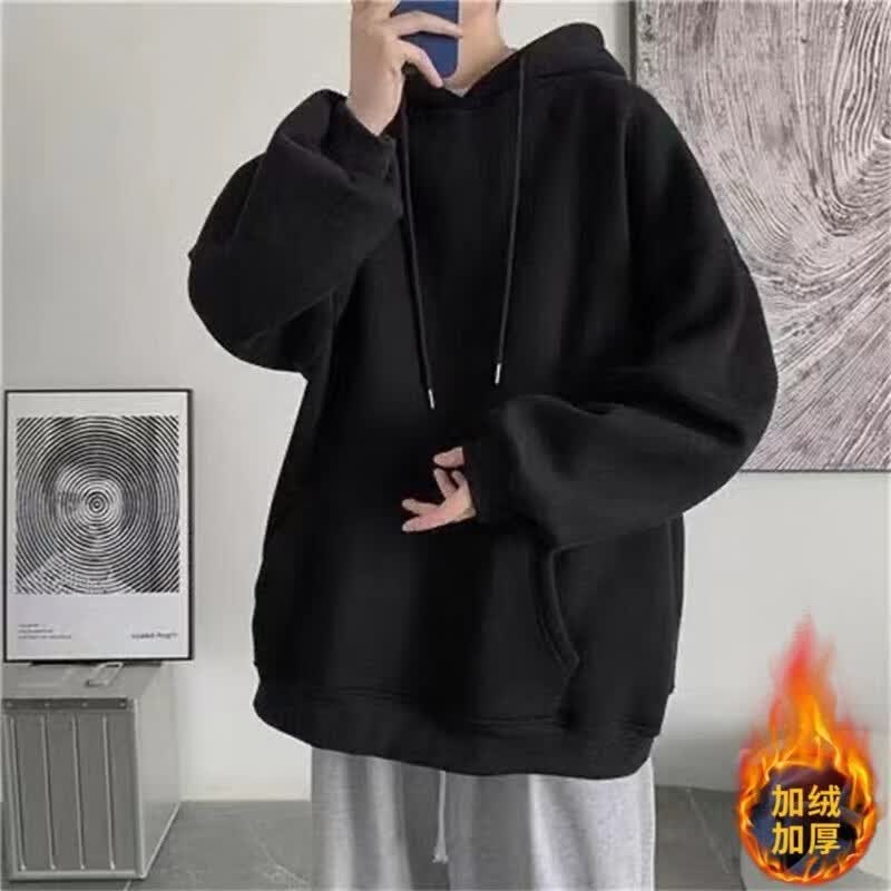 嘉晔美式潮牌连帽卫衣男加绒加厚港风帽衫宽松嘻哈卡通印花外套 纯黑色 2XL使用感如何?
