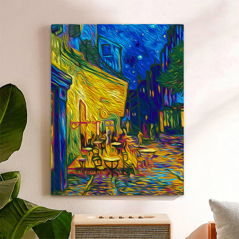 琴棋书画(qinqishuhua) 数字油画diy油彩画路边咖啡馆填色小尺寸手工