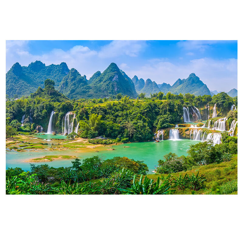 华爵仕流水生财山水画有山有水客厅装饰大自然沙发背景墙贴纸风景瀑布
