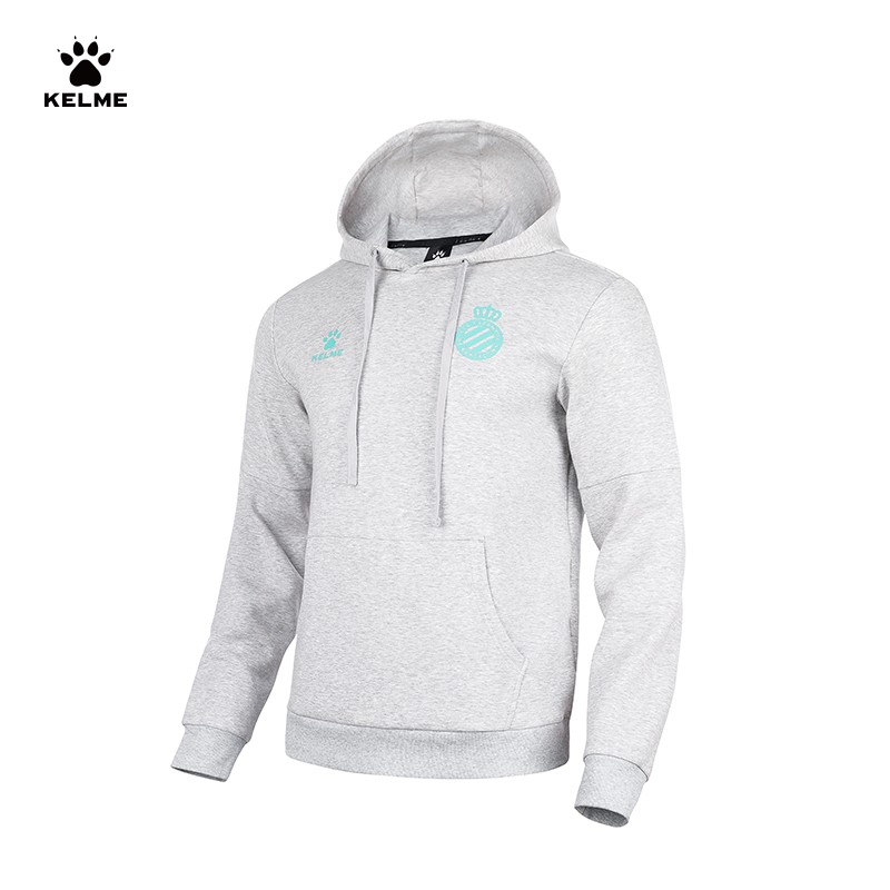 KELME/卡尔美卫衣男春秋连帽套头衫西班牙人俱乐部同款运动装休闲外套 灰色 S