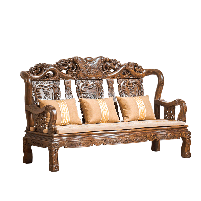 品木客红木家具非洲鸡翅木(学名:非洲崖豆木)实木沙发组合中式大气高档别墅厚重沙发冬夏两用整装家具 沙发六件套(113)