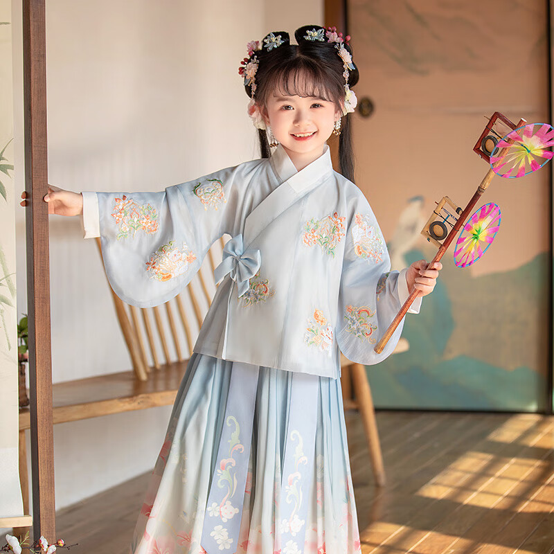 伊颜纯小女孩汉服中国风小女孩明制古风套装儿童古装改良汉服女童中国