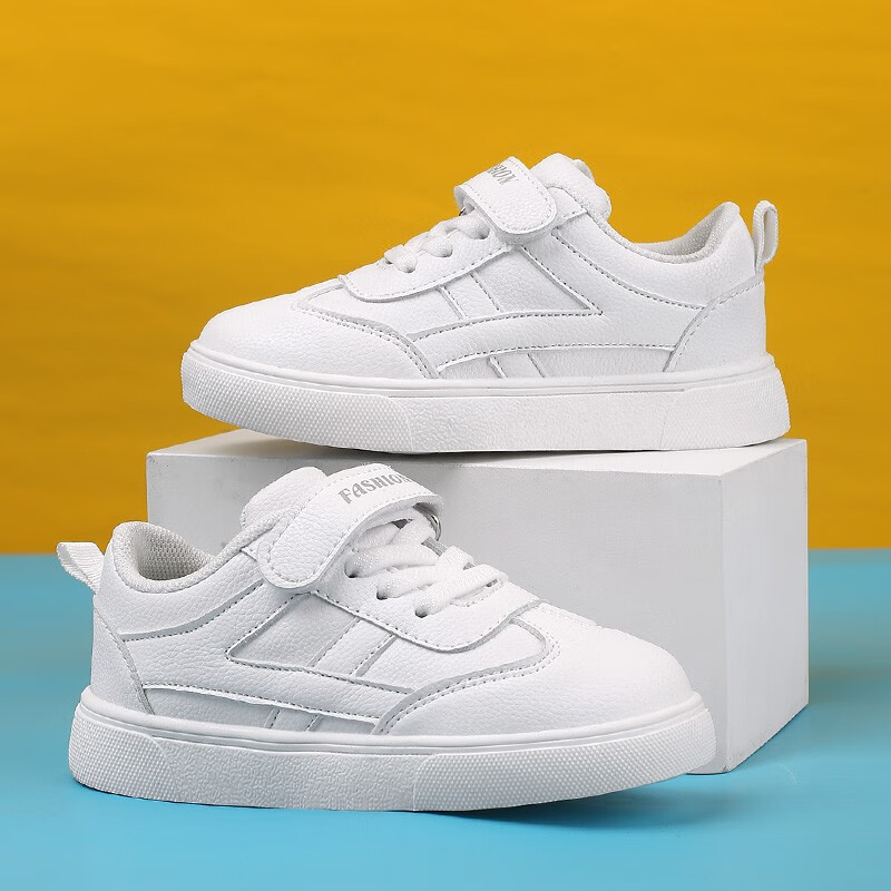 贝天熊（BeiTianXiong）童鞋春款男童软底休闲鞋秋冬新款女童网面鞋透气儿童革面运动鞋  BJW259白色（皮面） 33 内长20.8/脚19.8