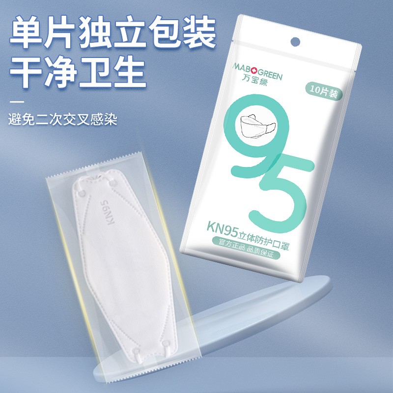 万宝绿kn95口罩立体3d透气柳叶型成人口罩独立装高颜值女白色鱼嘴型口罩 出口品质【鱼型-白色100只】95％用户选择