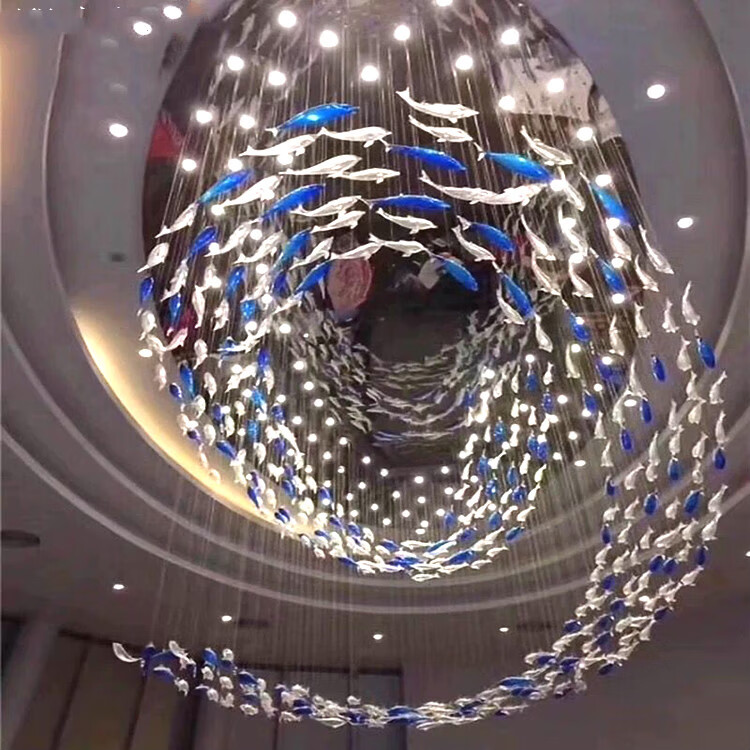 献瑜酒店商场大厅鱼群吊灯售楼部宴会厅餐厅海鲜店海洋主题鱼形艺术灯
