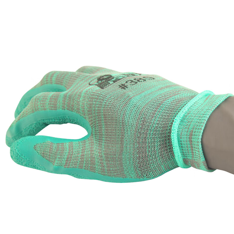 登升劳保手套 皱纹乳胶手套 浸胶涂胶涂掌 防滑耐磨透气工地工作干活