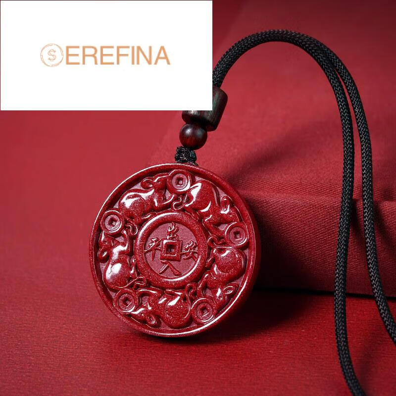 挂件送礼礼品福鼠饰品送客户男女大气鼠来宝随身项 朱砂五鼠运财吊坠